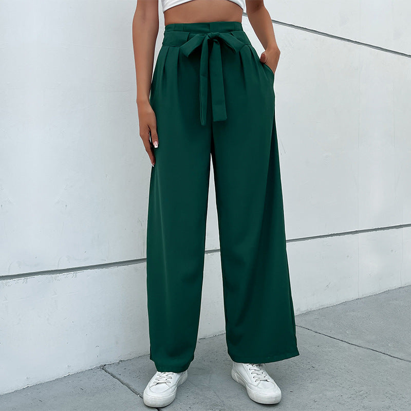 New Autumn Winter Casual Pants Lace-Up Commuter Wind Wide-Leg Pants Women
