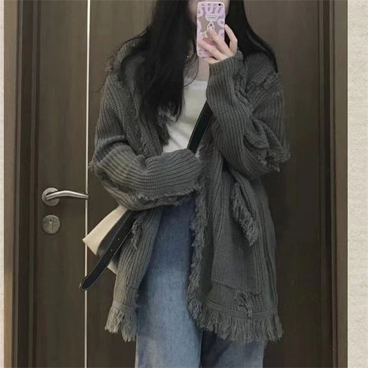 Sweater Version Lazy Wind Loose Knitted Sweater Female Autumn New Design Sense Of Minority Top Woman