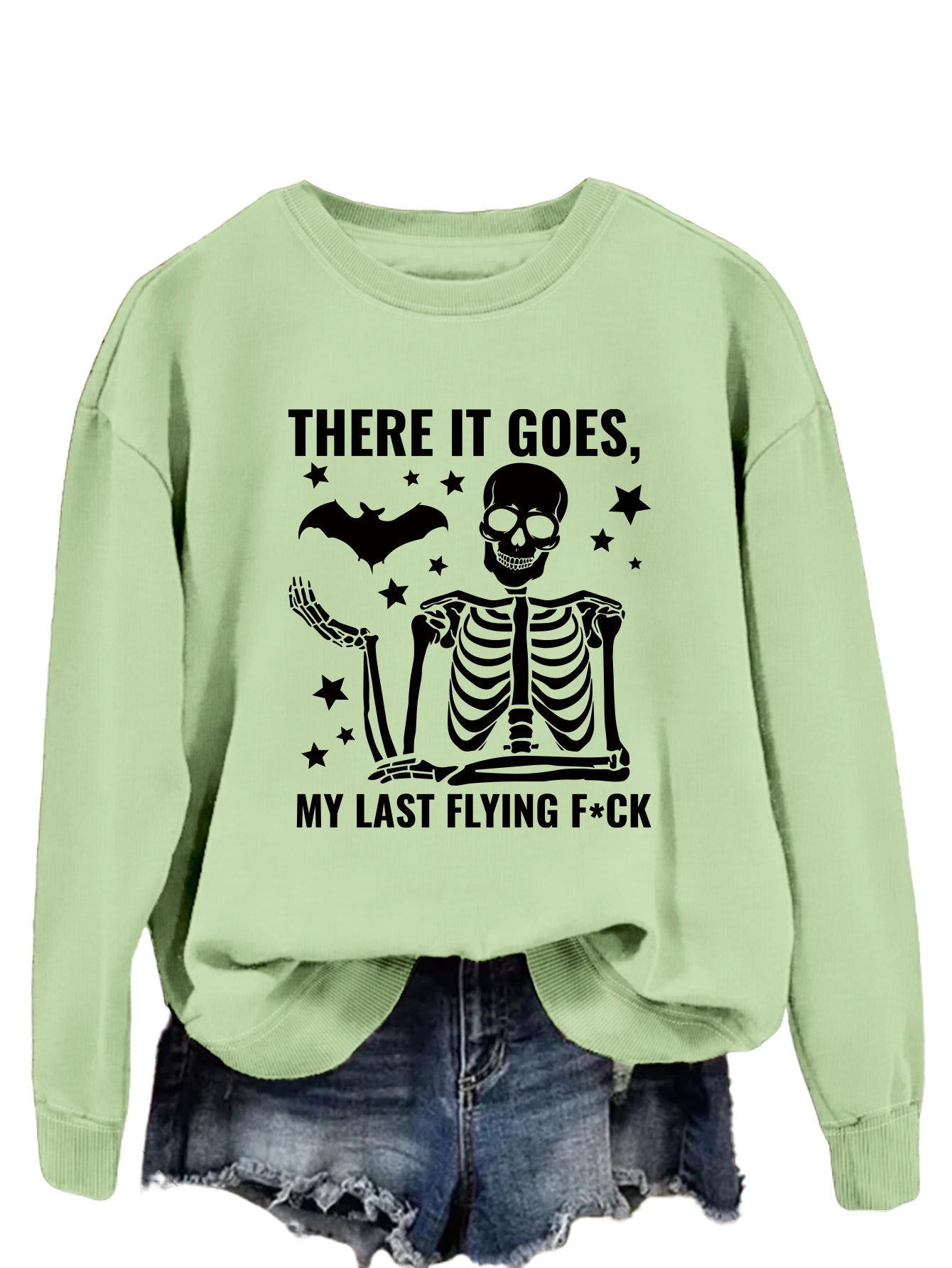 Print There It Goes Comfortable All-In-One Pullover Hoodie Autumn Fashion Long-Sleeved Shirt