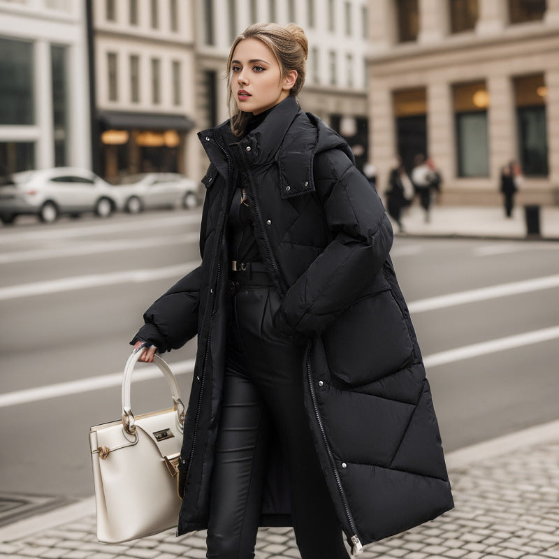 Thick Bread Coat Down Padded Coat Women's Loose Winter Coat Long Over Knee Padded Jacket