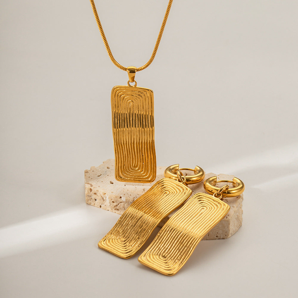 5pcs New Titanium Steel Necklace 18K Gold Stainless Steel Thread Rectangular Pendant Necklace Necklace Women's Jewelry