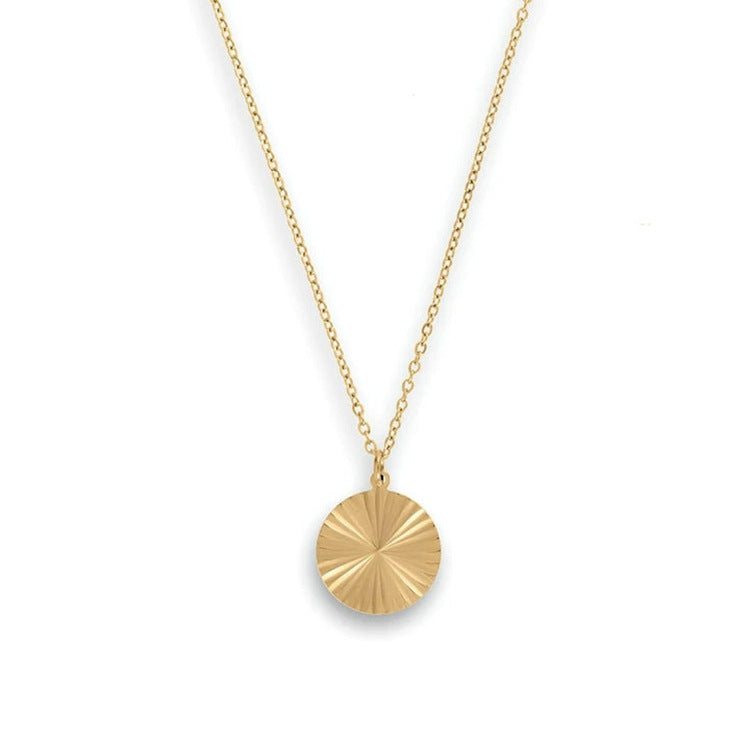 5pcs Fashionable Titanium Steel Sun Disk Pendant Necklace 18K Gold Plated Stainless Steel Coin Necklace For Men And Women Jewelry