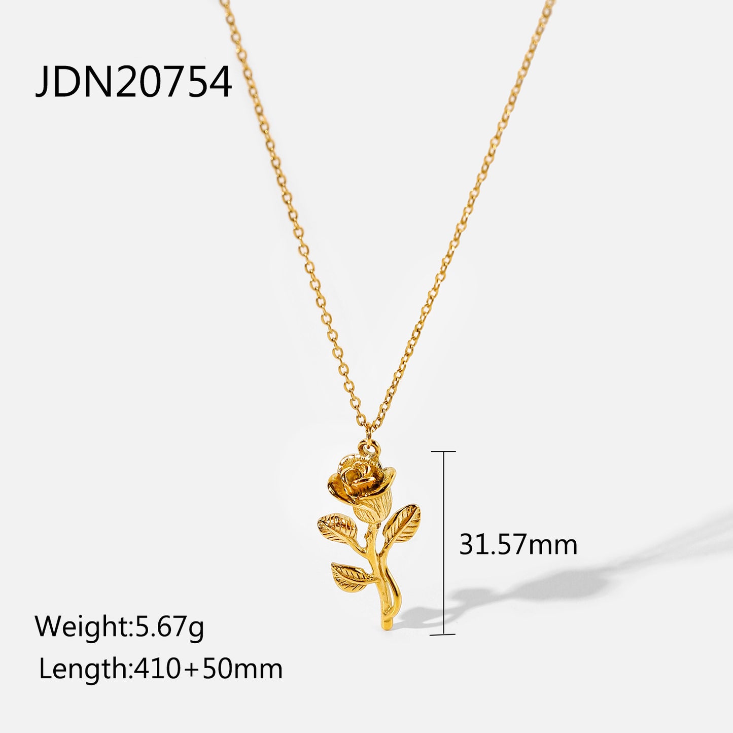 5pcs New Fashion 18K Gold Plated Three-Dimensional Rose Pendant Necklace Jewelry Women's Necklace Jewelry