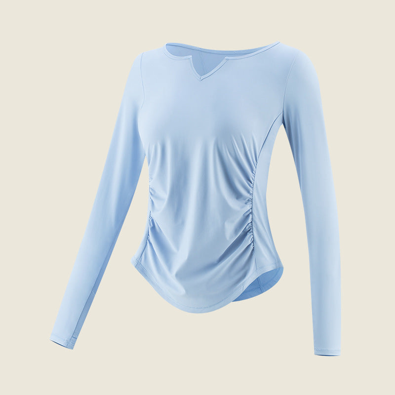 Nylon Yoga Wear Women's Quick-Drying Fitness Wear Sports Top Pilates Training Wear Long-Sleeved Clothes Running Smock Autumn