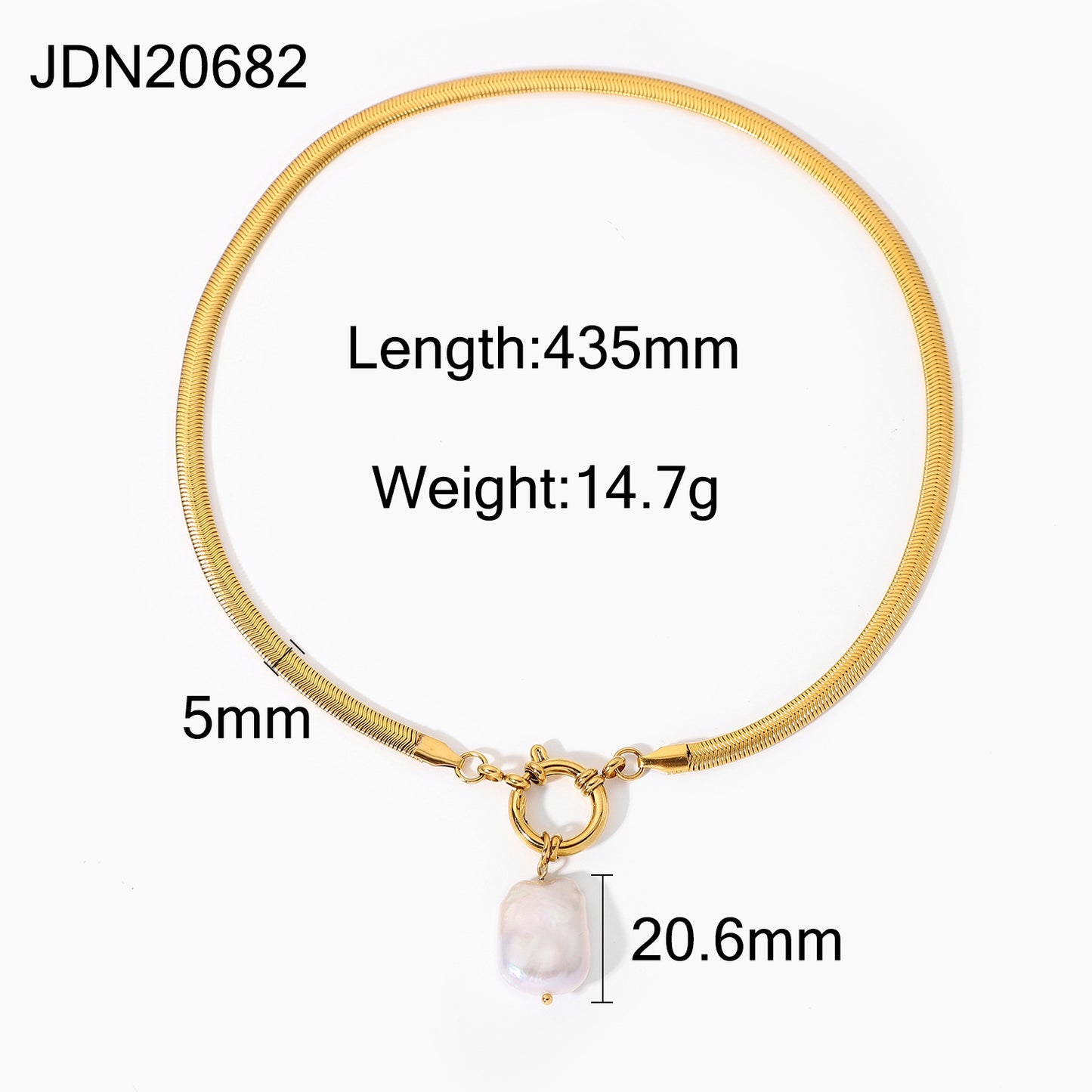 5pcs Fashionable 18K Gold Plated Light Pearl Stainless Steel Pendant Necklace Jewelry