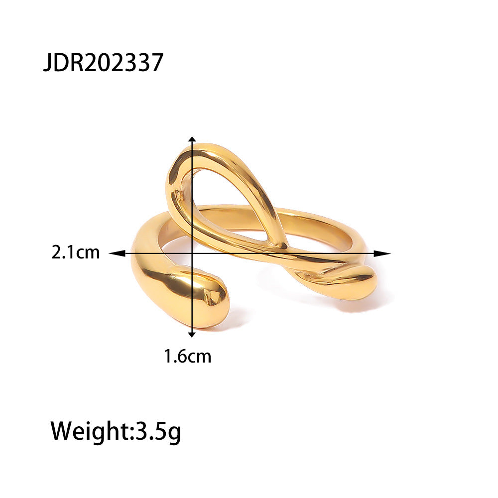 5pcs Niche Minimalist Cross Geometric Opening Ring Women's New Fashion Light Luxury Ring