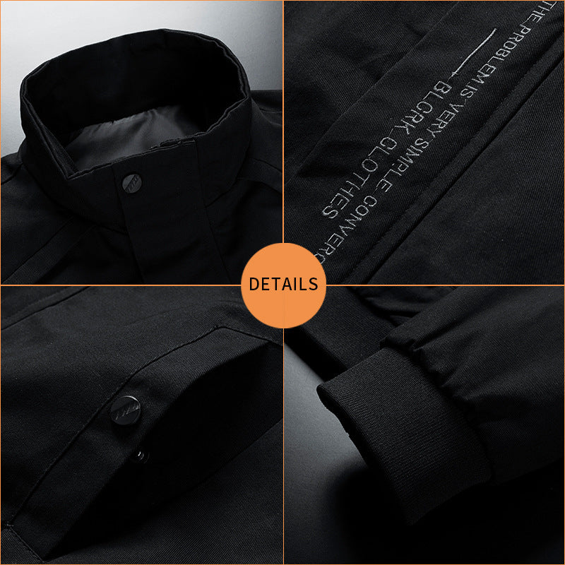 Men's Coat Spring And Autumn Casual Winter Coat Top Spring New Tooling Clothes Stand Collar Jacket