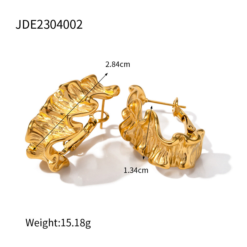 5pcs Earrings 18K Gold Plated Stainless Steel Lava Shaped Earring Stud Non-Fading Earrings For Women