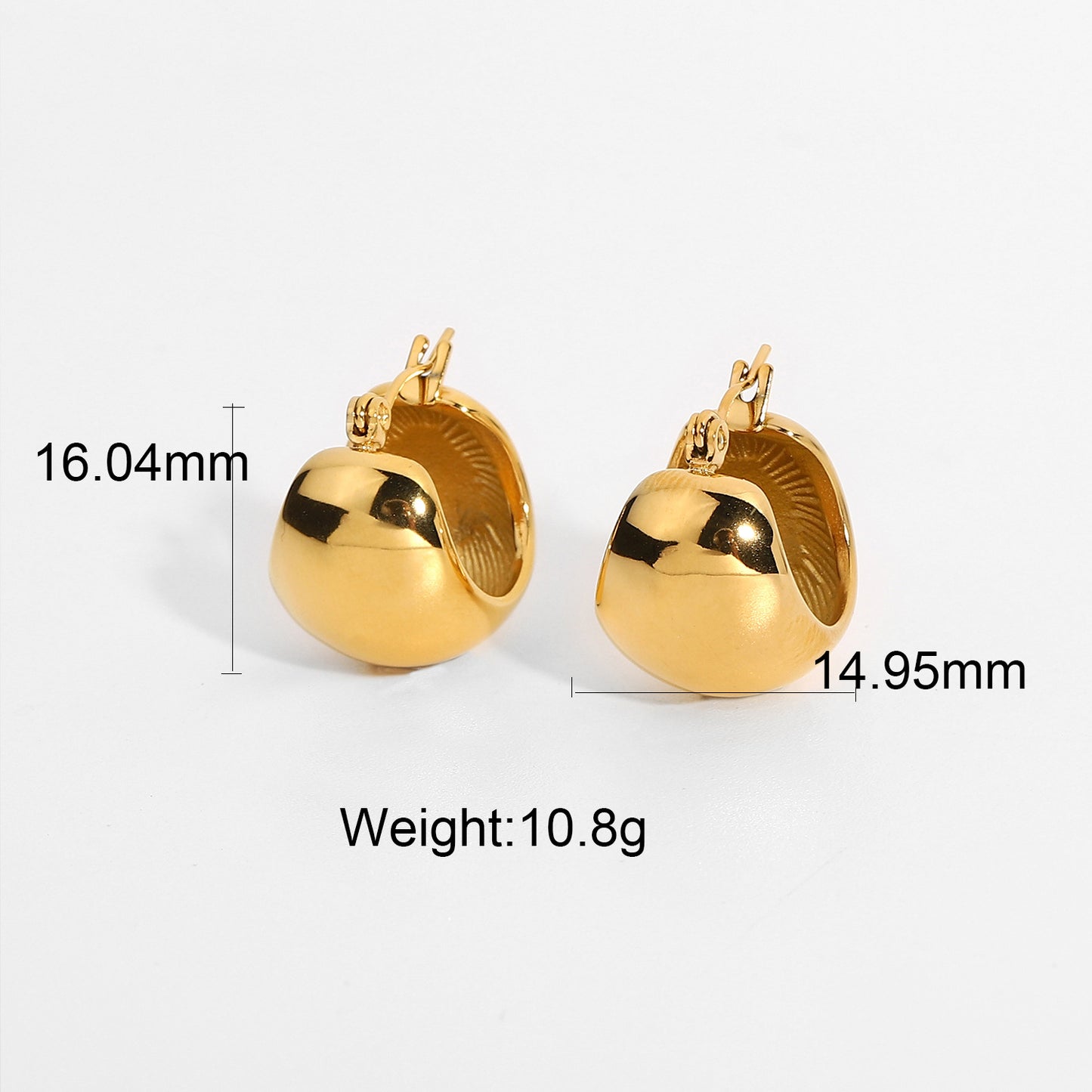 5pcs Cold Earrings Titanium Steel Stereosphere 18K Gold Plated 316L Stainless Steel Earrings For Women