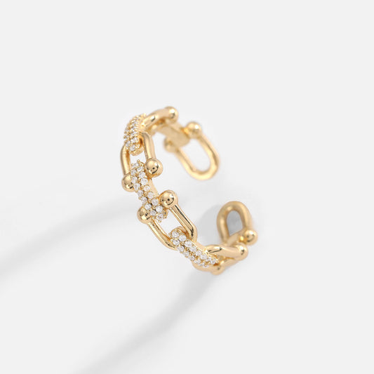 5pcs 18K Vacuum Electric Gold Plated Trinket Brass Belt Zircon Jewelry Shiny Full Zircon Women's Open Ring Jewelry