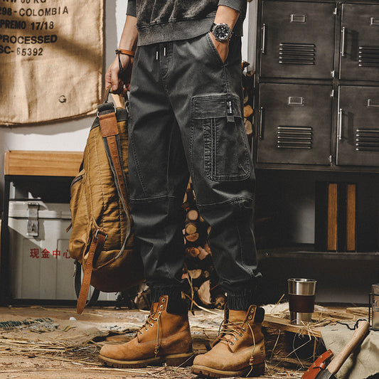 Heavy Vintage Cargo Pants Men Loose Straight Tube Spring And Autumn Casual Pants Men Wide Legs Large Size Corset Pants
