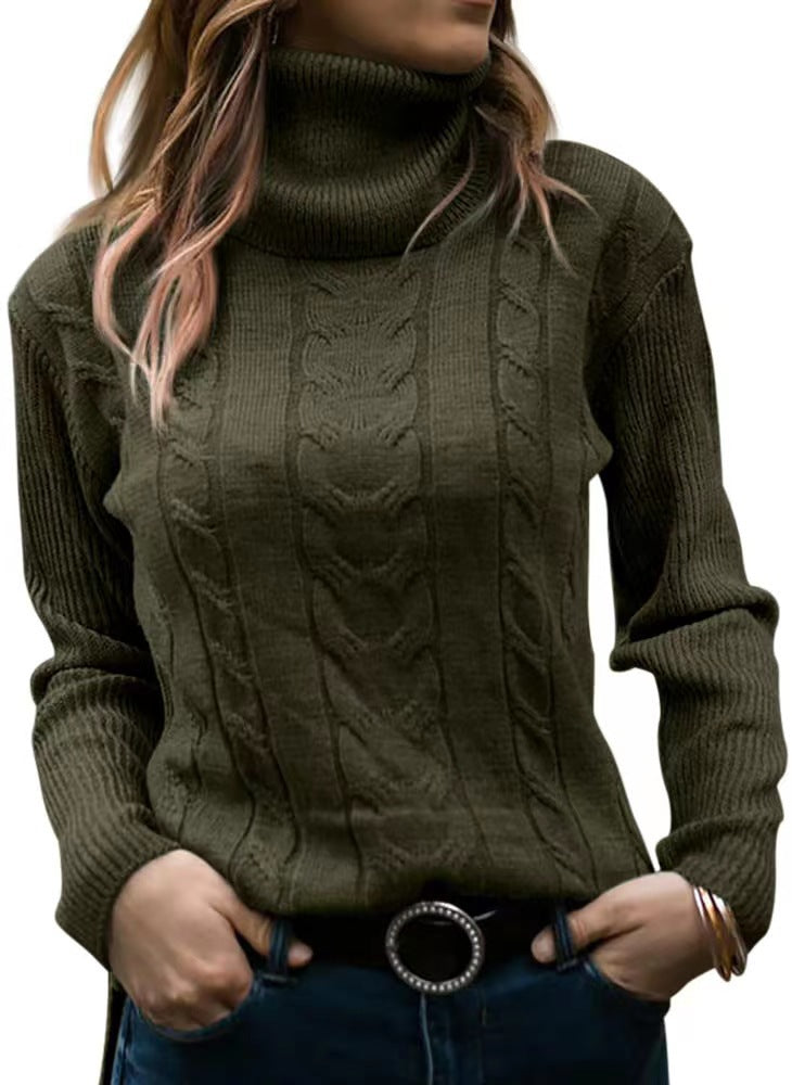 New Autumn And Winter New Solid Color Turtleneck Sweater Retro Long-Sleeved Sweater For Women