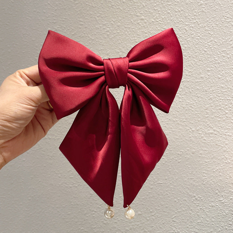 New Velvet Big Bow Hair Clip Back Head Hair Accessories Toasting Female Autumn