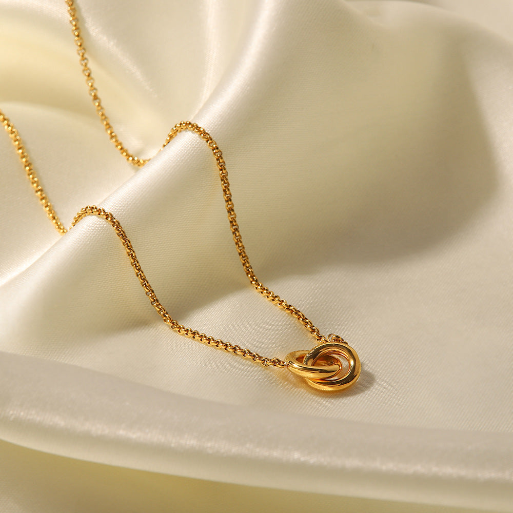 5pcs Interlocking Pendant Necklace Girlfriend Niche Design All-Match Titanium Steel Gold-Plated Tide Clavicle Chain