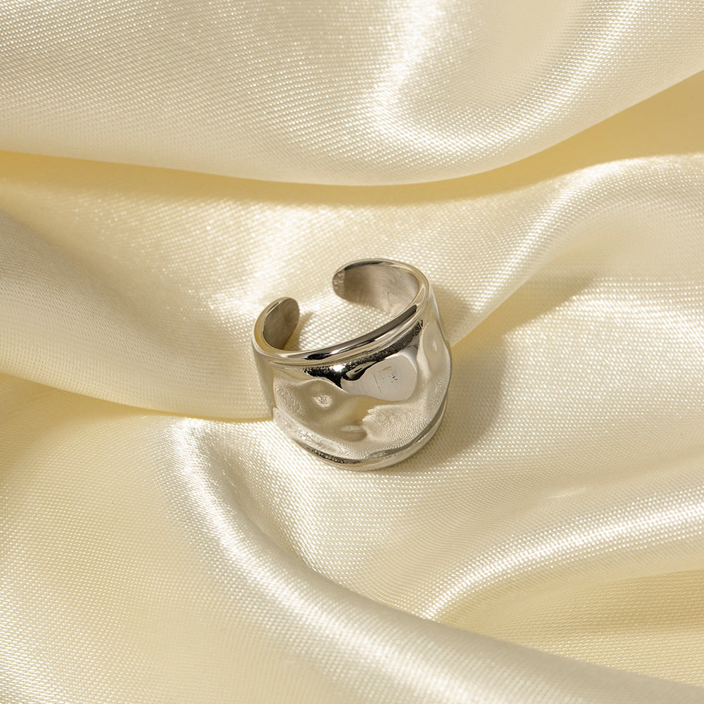 5pcs 18K Gold Stainless Steel/Chubby Oversized Lip Double Sided Ring Women's Accessory