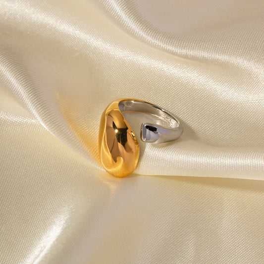 5pcs Small 18K Electroplated Titanium Steel Ring Women's Fashion Color Exaggeration Without Rules Open Ring