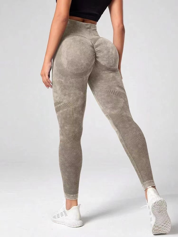 New Hollow-Out Seamless Yoga Pants High Waist Peach Hip Lift Hip Fitness Pants Women Wash Scrub Tight Sports Pants