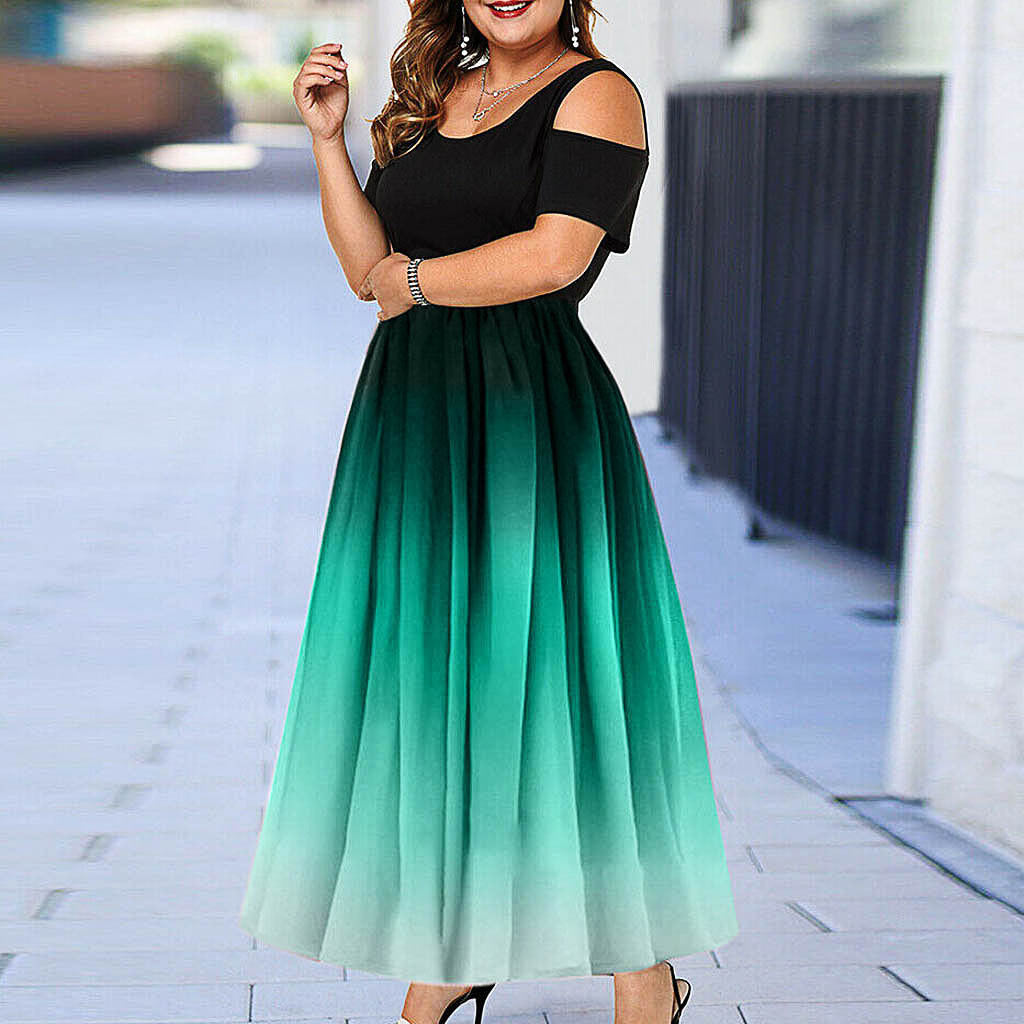 Party Dress Dress Slim Sexy Gradient Off-Shoulder Plus Size Women's Dress Long Skirt