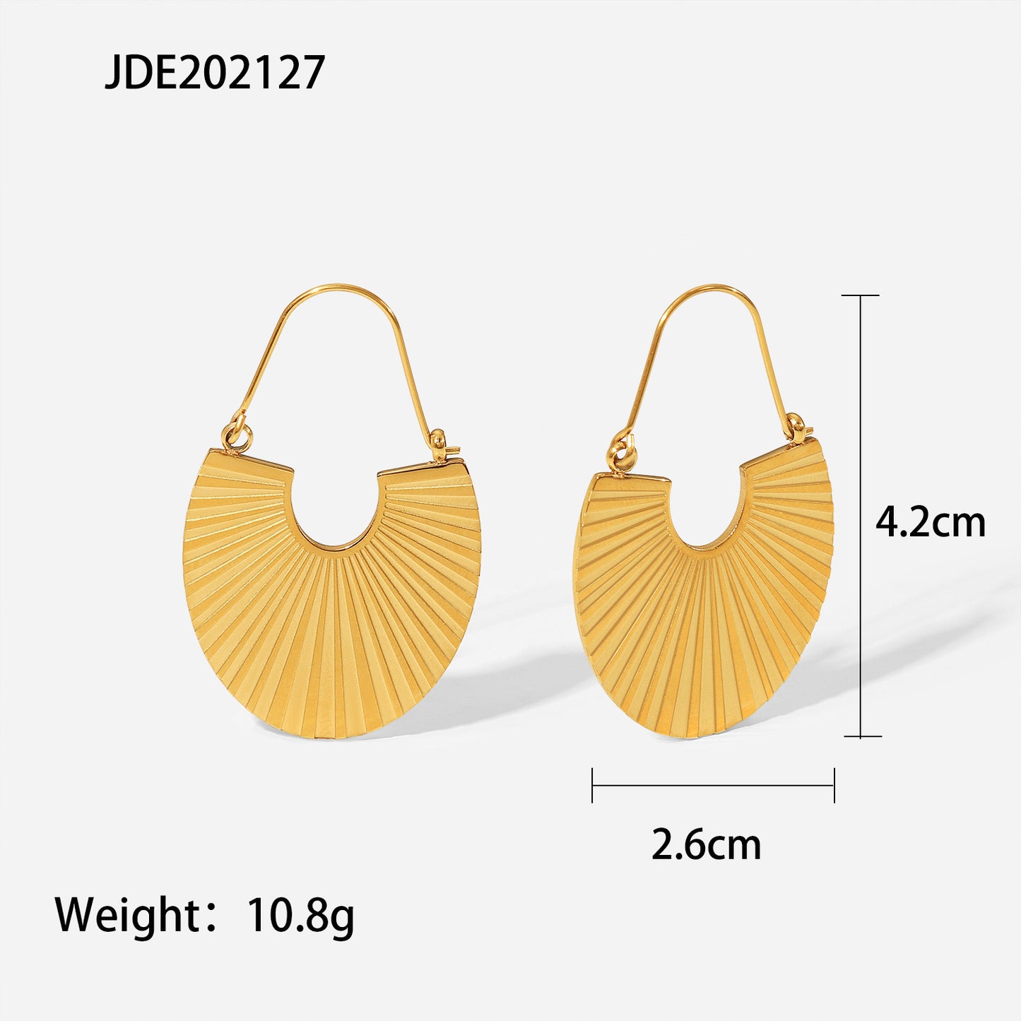 5pcs 18K Gold Stainless Steel Fan Ribbed Earrings Nordic Designer Titanium Steel Geometric Shape Fashion Earrings Jewelry Women