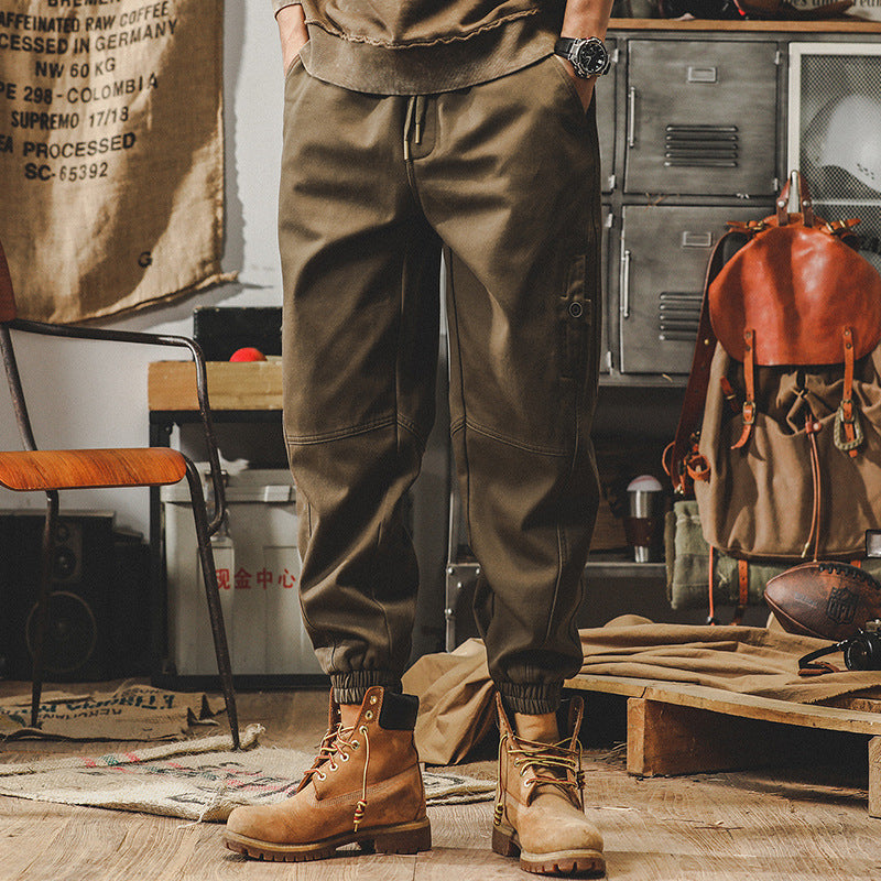 Heavy Vintage Cargo Pants Men's Spring New Wide Leg Loose Large Size Casual Pants