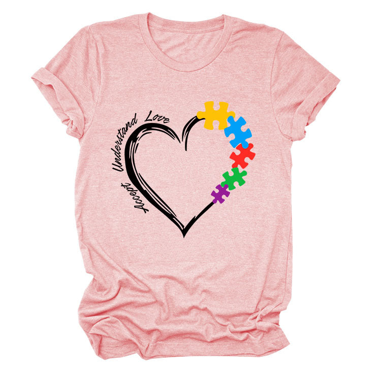 Fun Fashion Accept Understand Love Loose Casual Short Sleeves