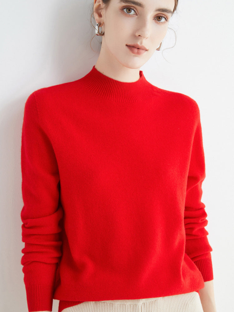100 Pure Wool Knitwear Women's V-Neck Pullover Loose Base Shirt Autumn And Winter New Solid Color Sweater