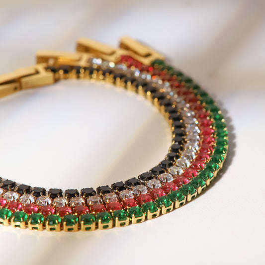 5pcs Stylish New Bracelet 14K Gold Studded With Zircon Stainless Steel Bracelet Temperament Retro Hand Bracelet Women