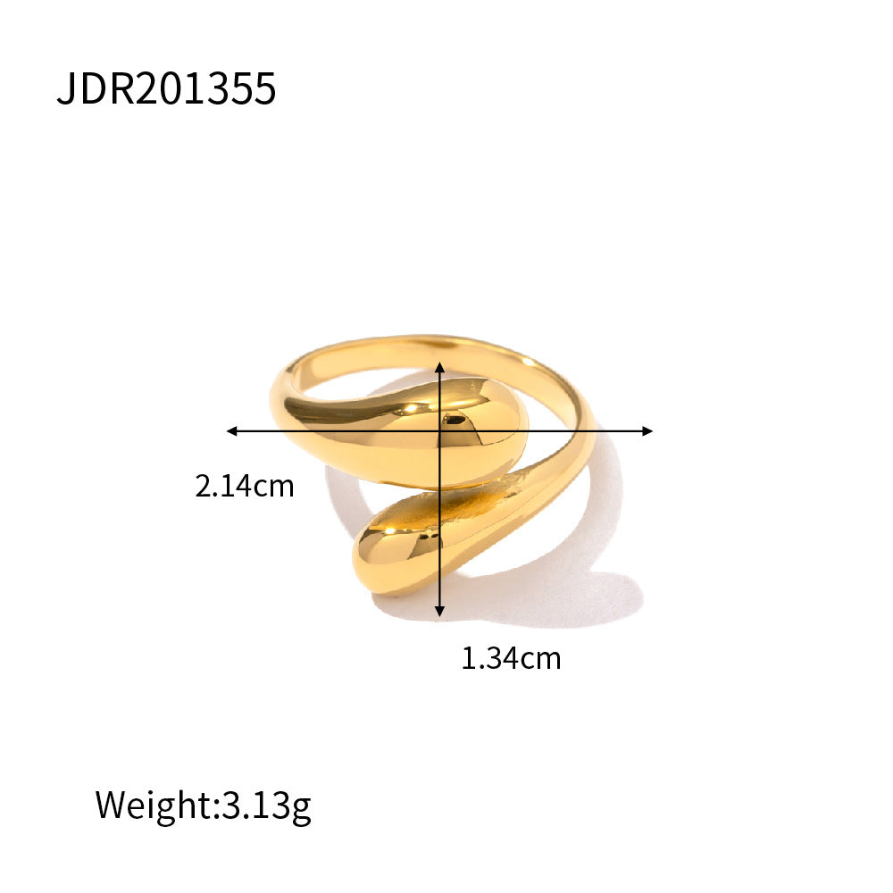 5pcs 18K Gold Plated Stainless Steel Design Natural Malachite Ring Women Do Not Fade Jewelry