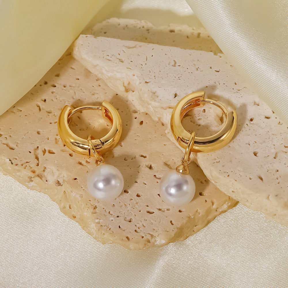 5pcs Selling Earrings Imitation Pearl Earrings Copper Electroplated Earrings Women's Jewelry