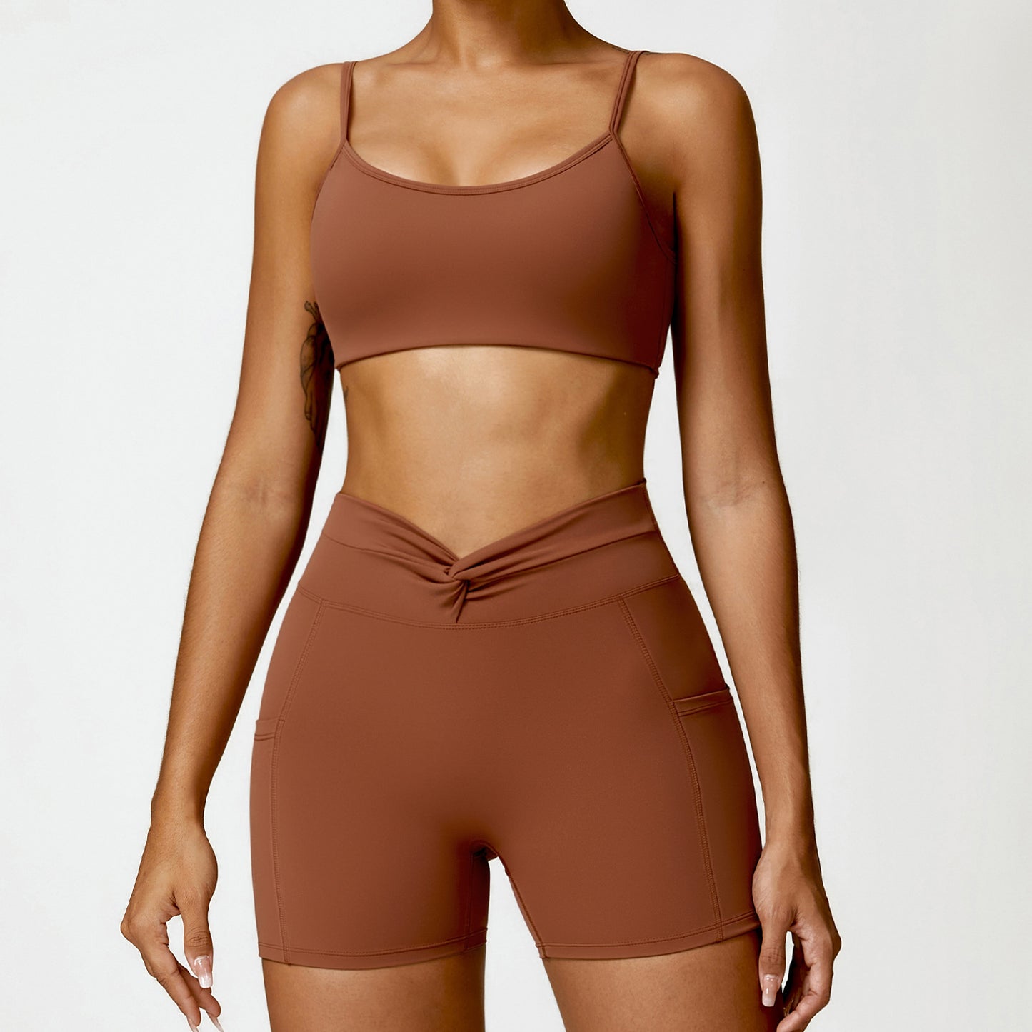 Naked Tight Yoga Set Quick Dry Back Fitness Wear Outdoor Running Sports Set Female