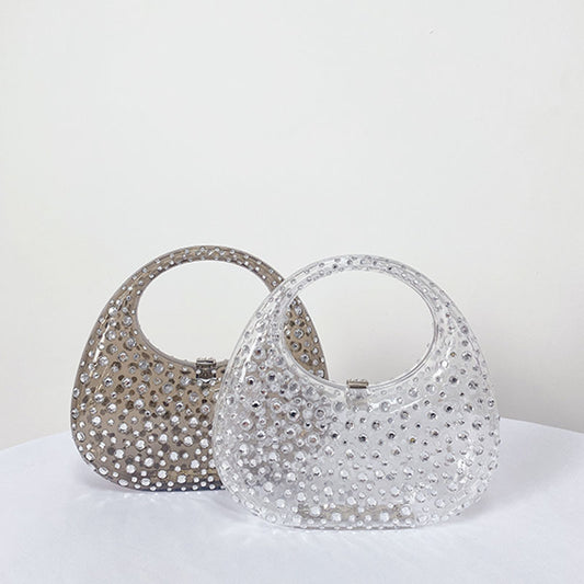 Queer Bag New Handbag Female Transparent Summer Acrylic Bag Diamond-Encrusted Dinner Bag