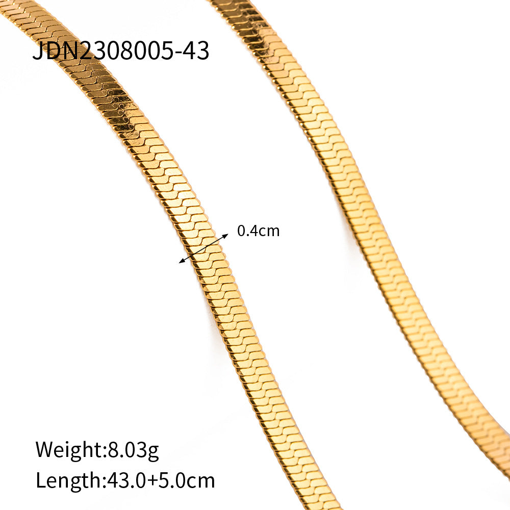 5pcs Titanium Steel Necklace Jewelry Stainless Steel Gold 5Mm Piece Chain Snake Chain Necklace Necklace For Women
