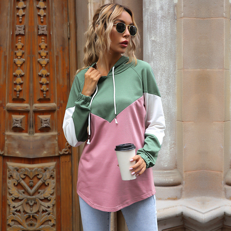 Women's Clothing Autumn And Winter Women's Long-Sleeved Color Hooded Pink Hoodie