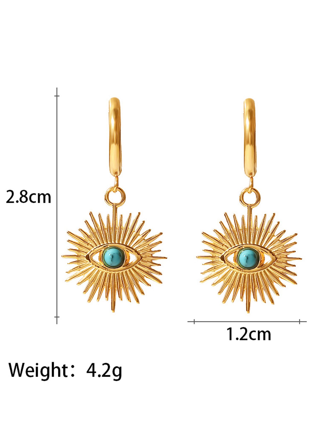 5pcs Green Series Of Niche Titanium Steel Earrings Retro Style High-Grade Non-Fading Turquoise Earrings