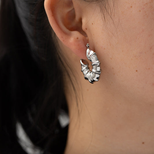 5pcs New Titanium Steel Earrings Women Fashion All-Match Stainless Steel Wrapped Loop Retro Hollow Earrings Earrings