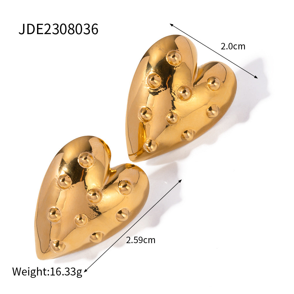 5pcs Titanium Steel Love Rivet Earrings Earrings New Fashion Temperament Niche Design Earrings