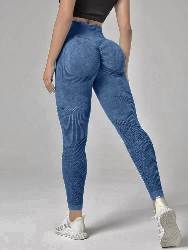 New Hollow-Out Seamless Yoga Pants High Waist Peach Hip Lift Hip Fitness Pants Women Wash Scrub Tight Sports Pants