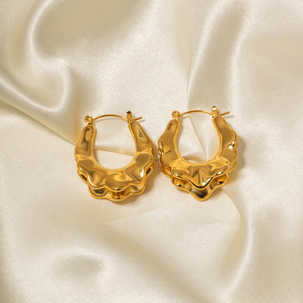 5pcs Premium Earrings 18K Gold-Plated Stainless Steel Skirt Hoop Earrings