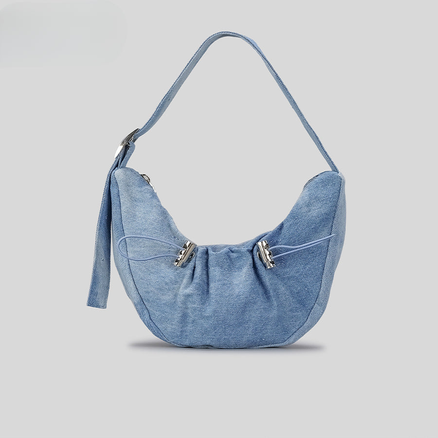 Spring And Summer Bright Leather Pleated Underarm Bag Advanced Drawstring Dumpling Bag Niche Design Shoulder Bag
