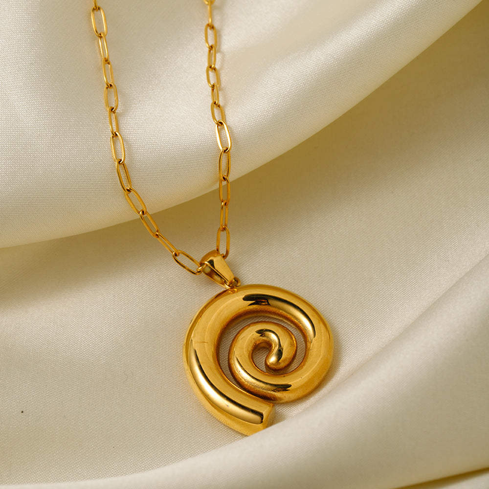 5pcs 18K Gold Stainless Steel Thread Loop Pendant Necklace With Spiral Cleanfit Necklace