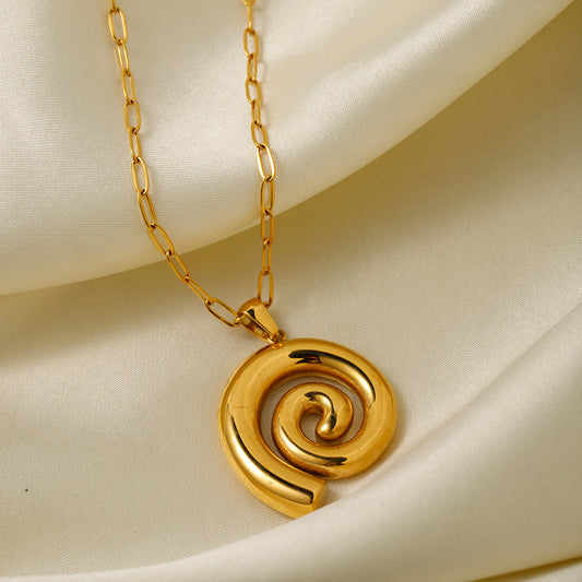 5pcs 18K Gold Stainless Steel Thread Loop Pendant Necklace With Spiral Cleanfit Necklace