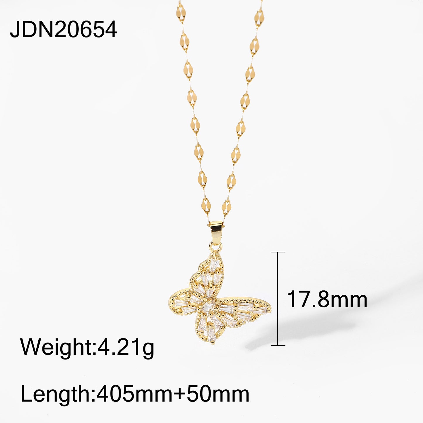 5pcs Fancy Crystal Butterfly Necklace 18K Gold Stainless Steel Jewelry Cubic Zircon Butterfly Pendant Necklace For Women