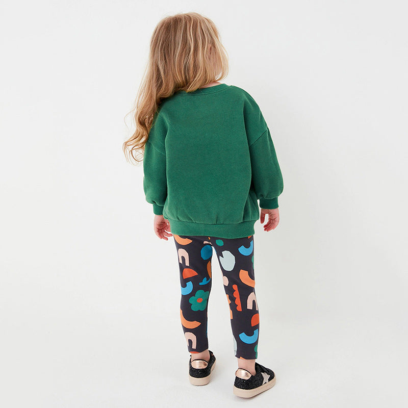 Autumn And Winter Girls' Suit Plus Fleece Long-Sleeved Children's Hoodie Suit Casual Girls' Suit