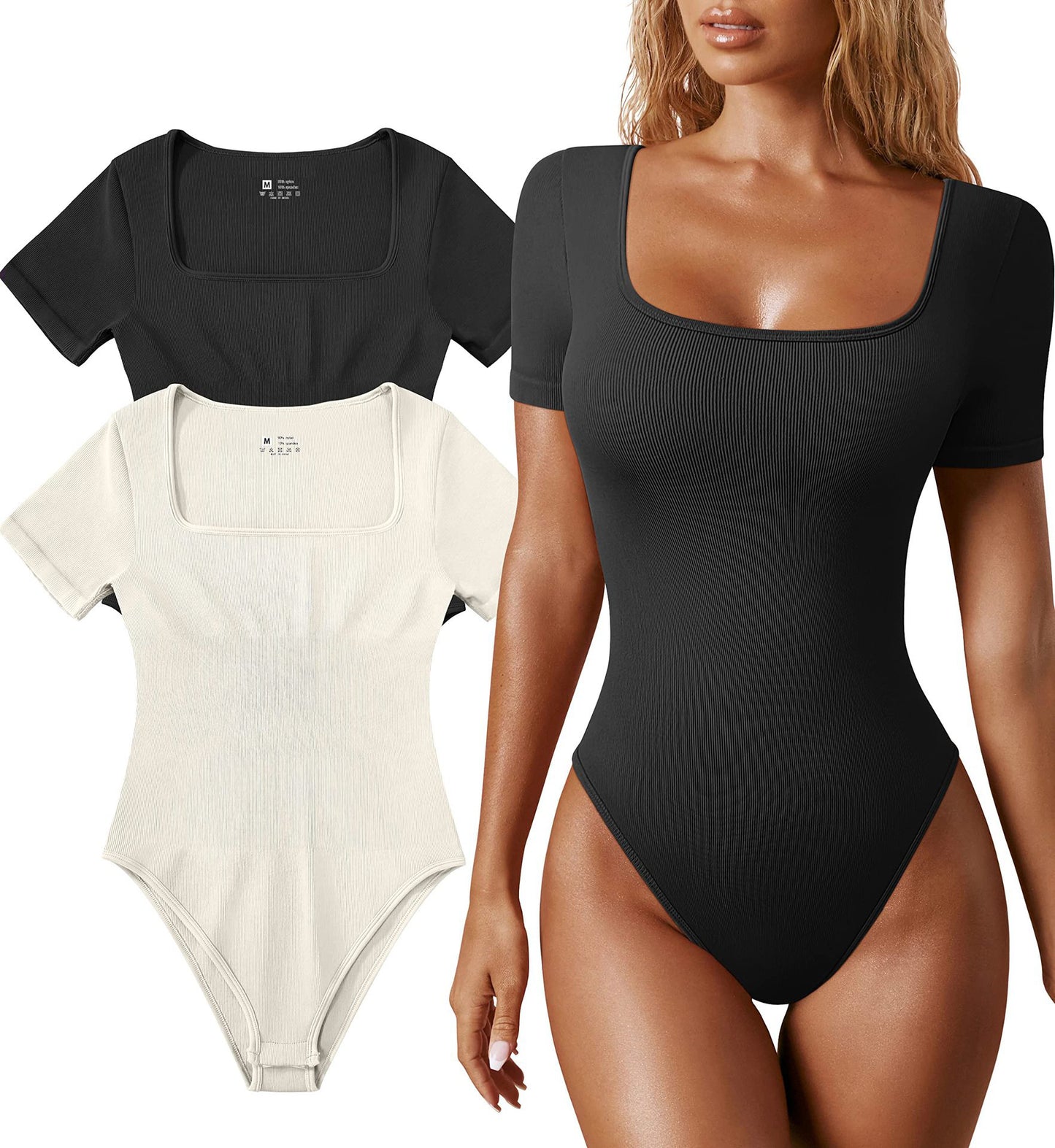 New Seamless Thread Sexy Square Collar Short Sleeve Bodysuit Shapewear Solid Color Sports Yoga Wear