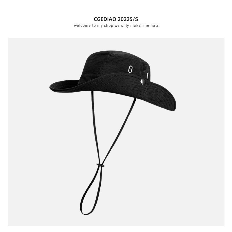 Western Cowboy Hat Female Summer Big Brimmed Day Fisherman Hat Sun Protection Outdoor Beach Tour Hiking Hat Male