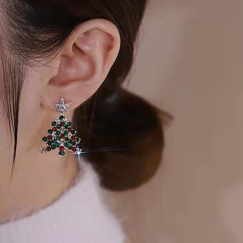New Color Christmas Tree Tassel Earrings Sweet Simple Hollow Long Christmas Accessories Star Earrings