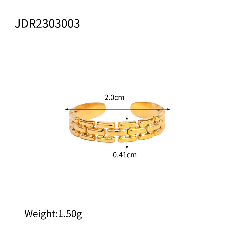 5pcs 18K Gold Plated Stainless Steel Design Natural Malachite Ring Women Do Not Fade Jewelry