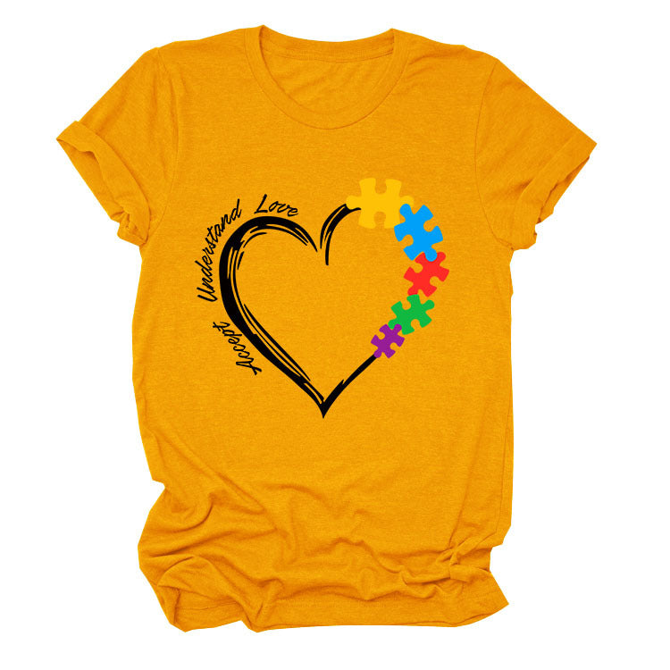 Fun Fashion Accept Understand Love Loose Casual Short Sleeves