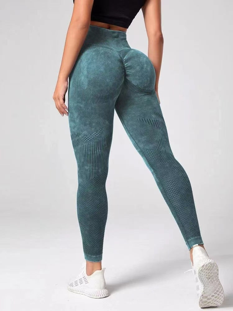New Hollow-Out Seamless Yoga Pants High Waist Peach Hip Lift Hip Fitness Pants Women Wash Scrub Tight Sports Pants