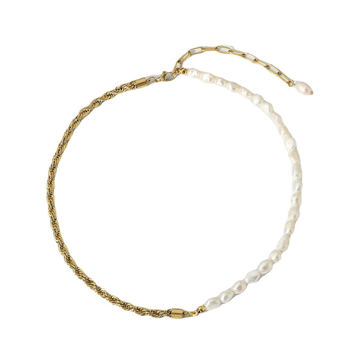 5pcs Necklace Natural Light Pearl 14K Gold Twist Chain Chain Stitching Choker Necklace